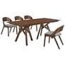 Cortina and Polly 5 Piece Rectangular Dining Set in Walnut Mdf, Rubberwood