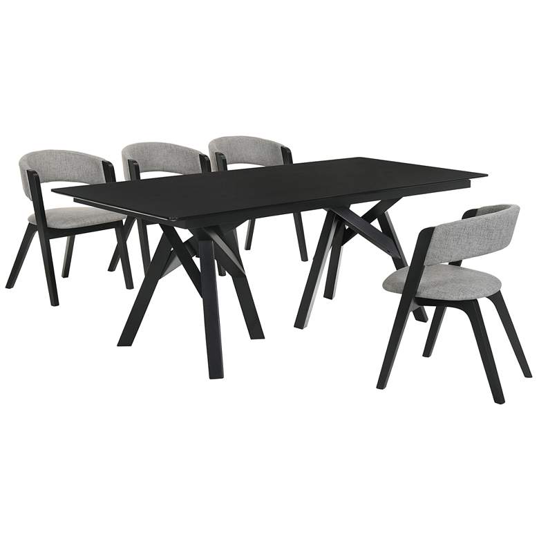 Image 1 Cortina and Rowan 5 Piece Rectangular Dining Set in Black Mdf, Rubberwood