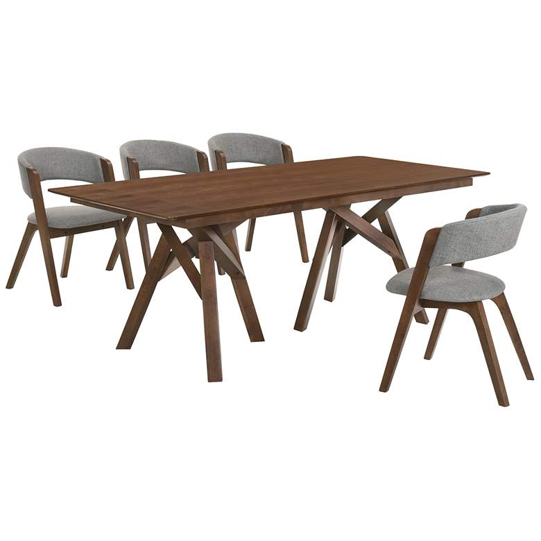 Image 1 Cortina and Rowan 5 Piece Rectangular Dining Set in Walnut Mdf, Rubberwood
