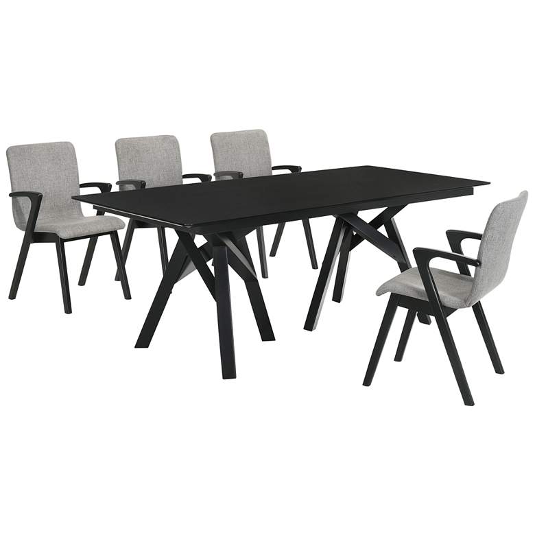 Image 1 Cortina and Varde 5 Piece Rectangular Dining Set in Black Mdf, Rubberwood