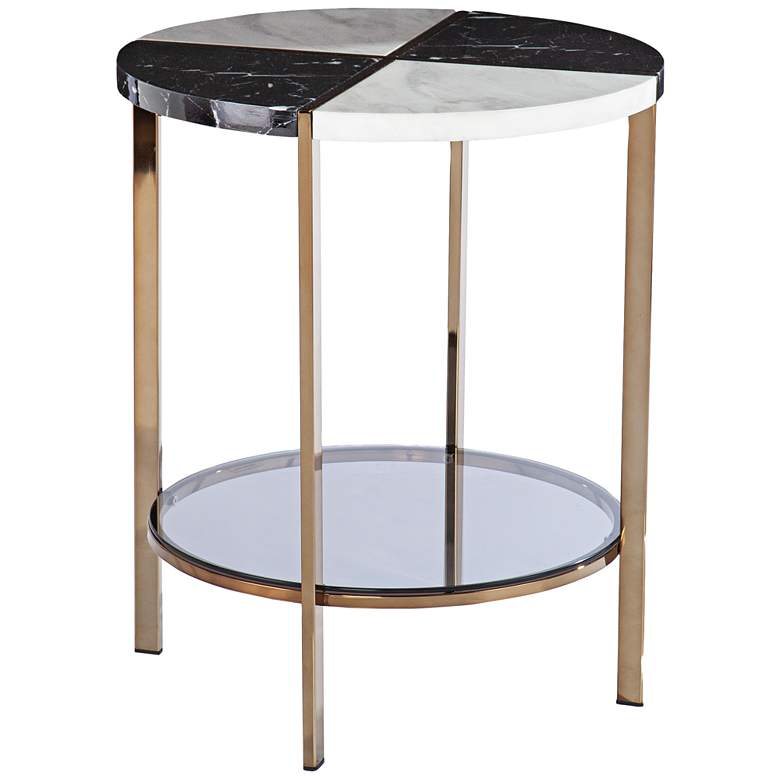 Image 2 Cortinada 20 1/4" Wide Black and White Faux Marble End Table