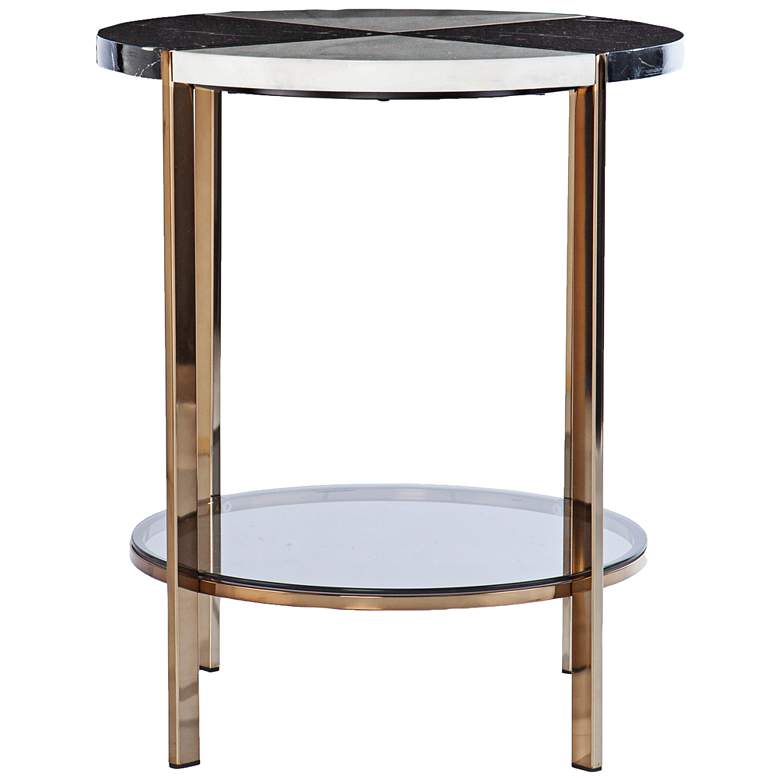 Image 3 Cortinada 20 1/4" Wide Black and White Faux Marble End Table more views