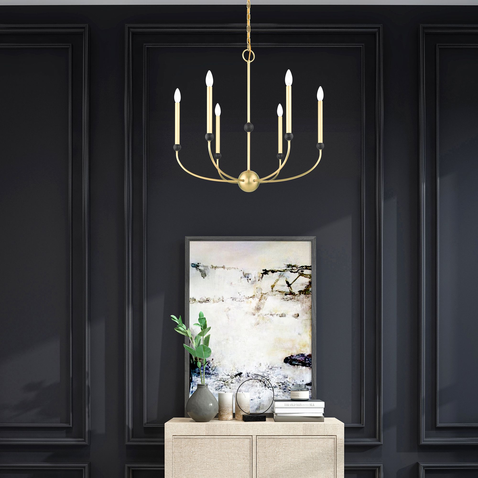Cortland 6 Light Natural Brass Chandelier