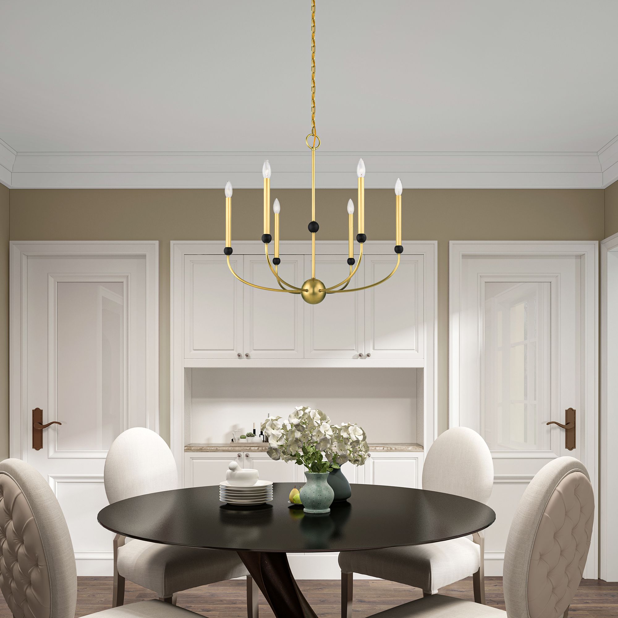 Cortland 6 Light Natural Brass Chandelier