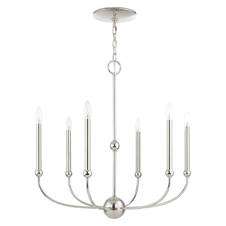 Image 3 Cortland 6 Light Polished Nickel Chandelier more views