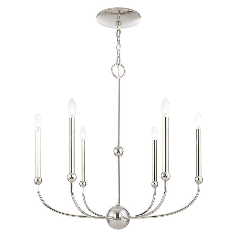 Image 4 Cortland 6 Light Polished Nickel Chandelier more views