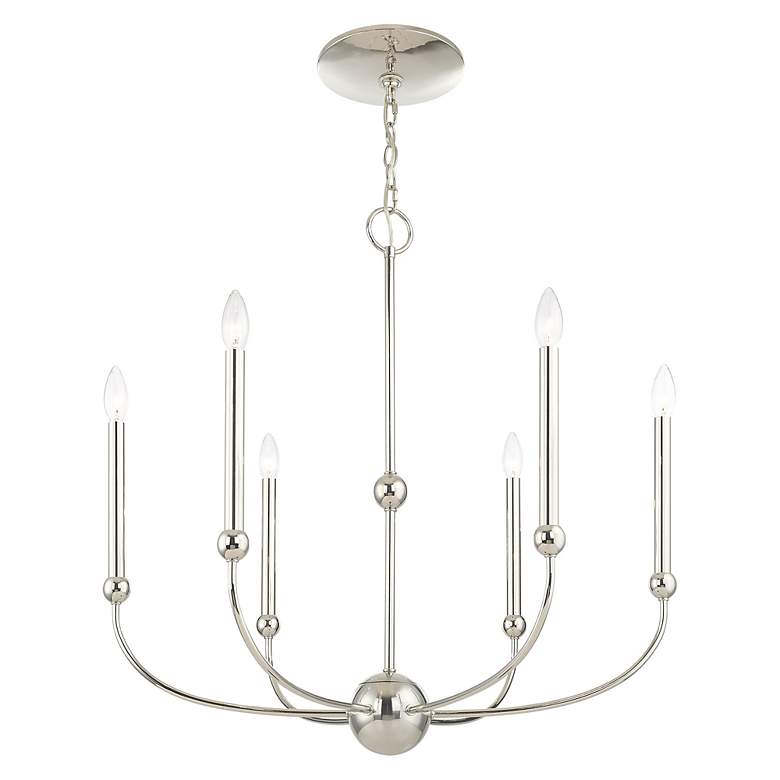 Image 5 Cortland 6 Light Polished Nickel Chandelier more views