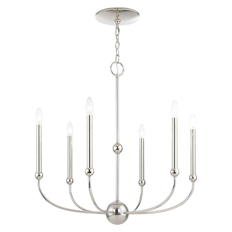 Image 6 Cortland 6 Light Polished Nickel Chandelier more views