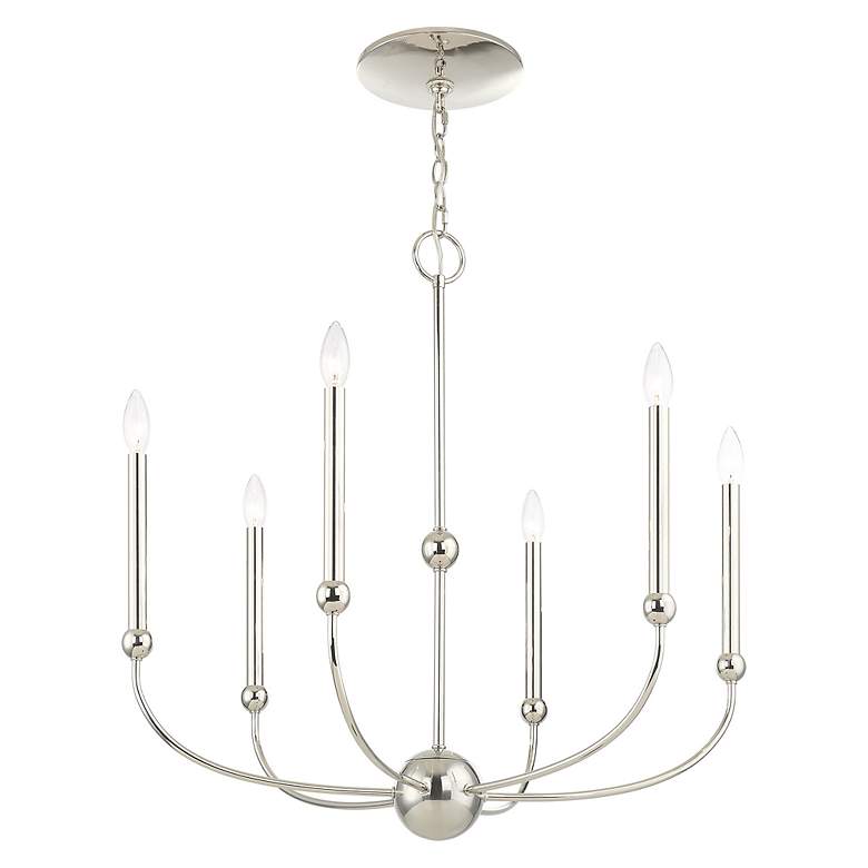 Image 7 Cortland 6 Light Polished Nickel Chandelier more views