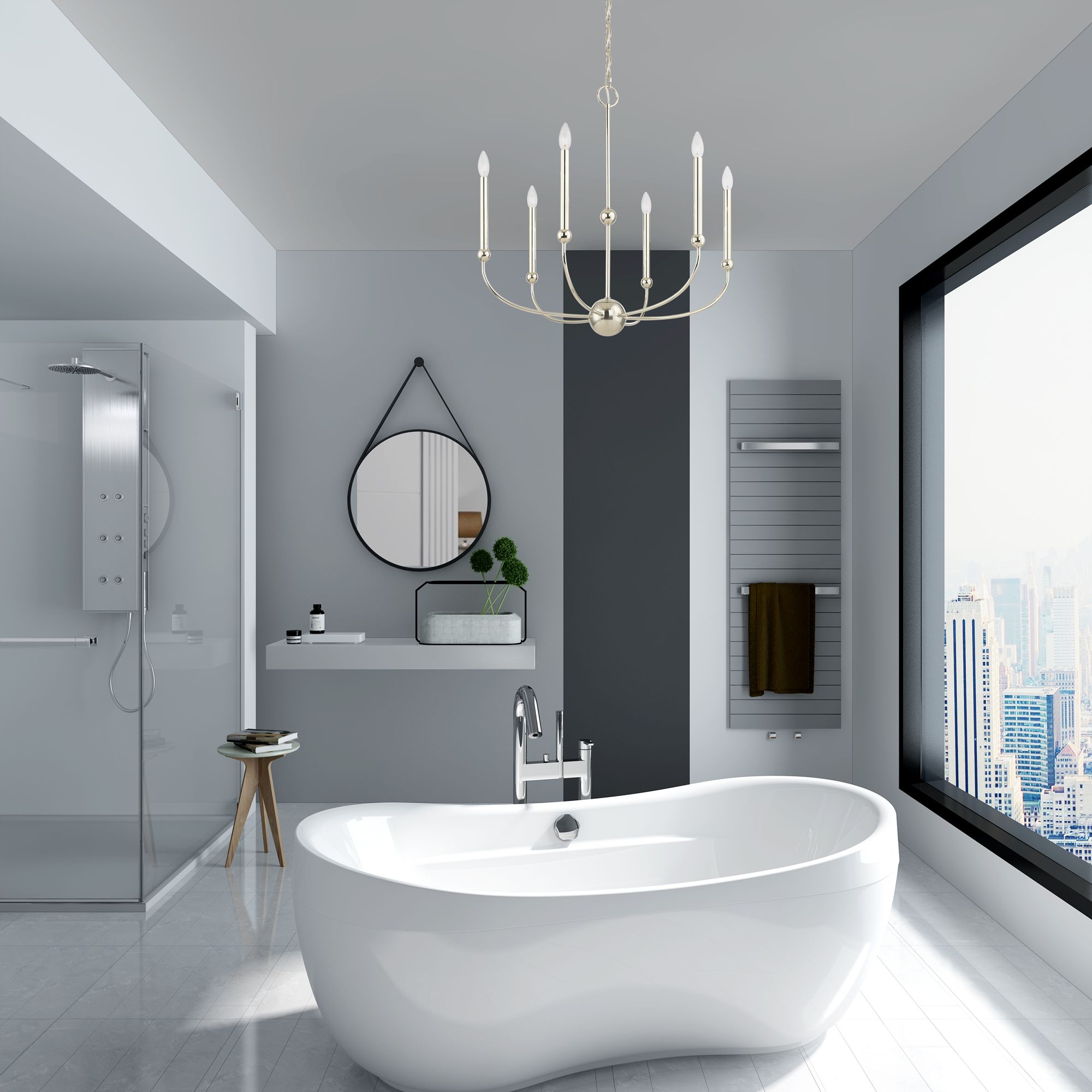 Cortland 6 Light Polished Nickel Chandelier