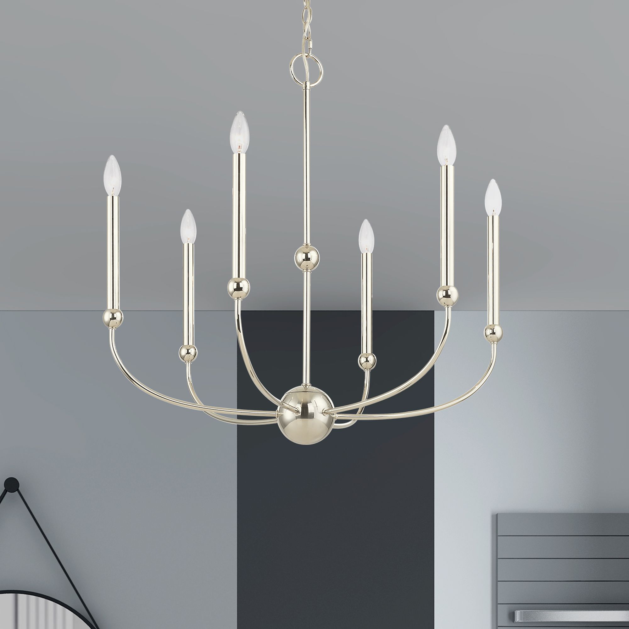 Cortland 6 Light Polished Nickel Chandelier