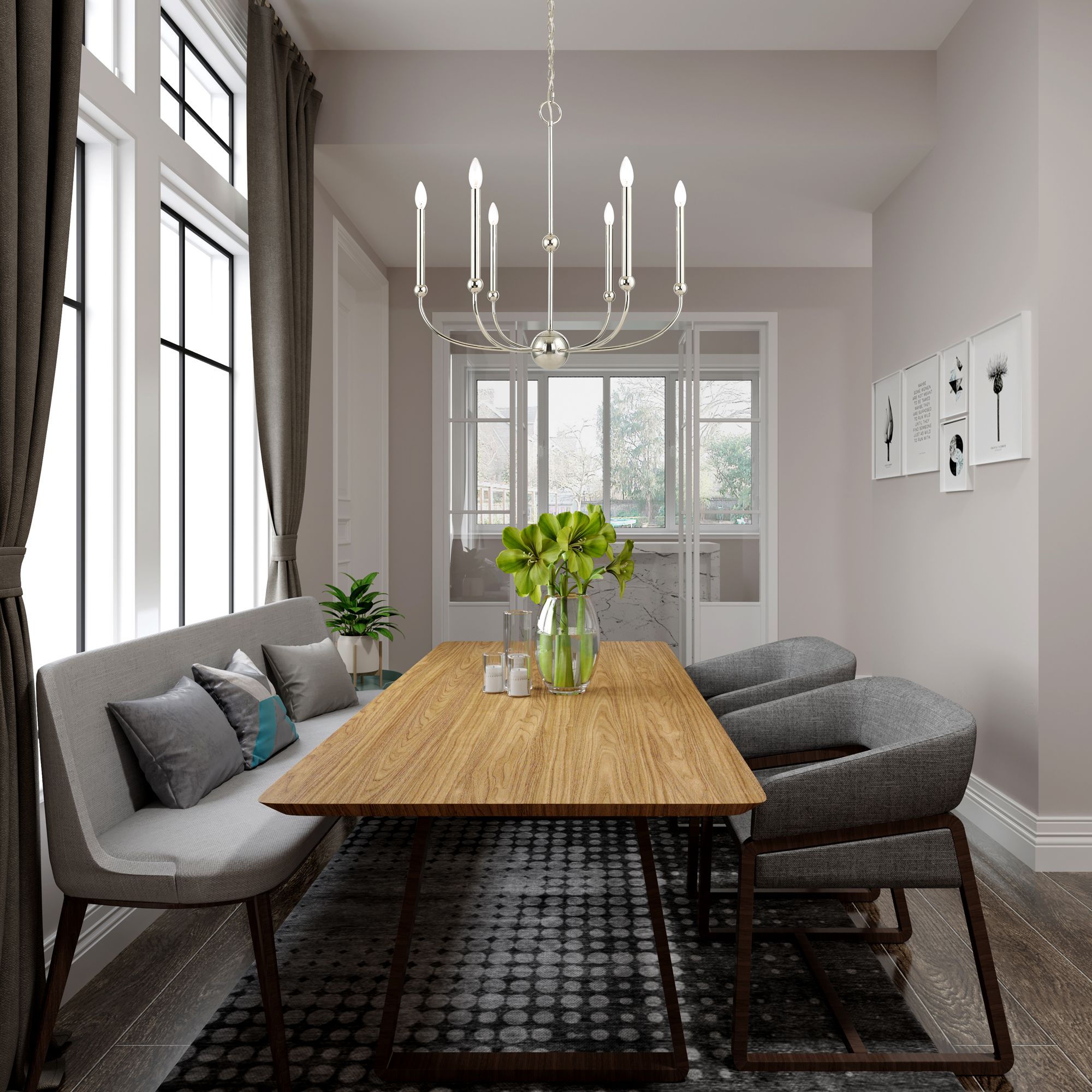 Cortland 6 Light Polished Nickel Chandelier