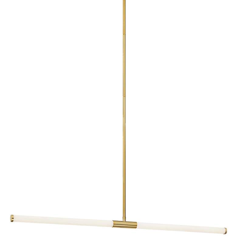 Image 1 Corvette 36"W Aged Brass 20W Horizontal Pendant w/ White Diffusers