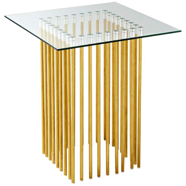 Image 1 Corzetti 23 1/2 inch Wide Spaghetti Gold Square Accent Table