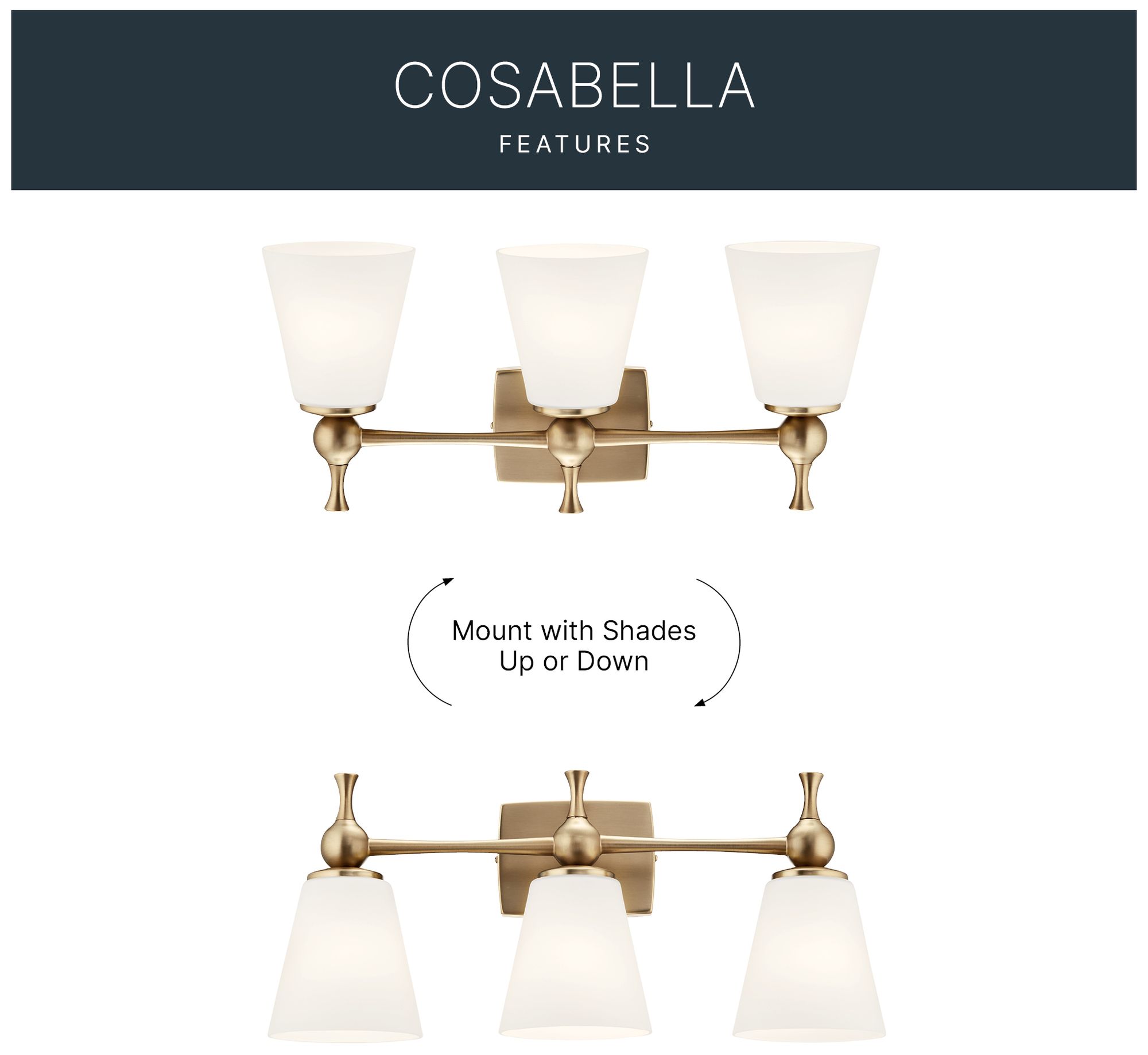 Cosabella 24"W Champagne Bronze 3-Light Vanity Bath Light in scene