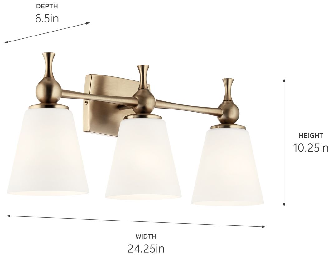 Cosabella 24"W Champagne Bronze 3-Light Vanity Bath Light in scene