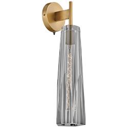 Cosette 21&quot; High Brass Wall Sconce with Smoked Glass Shade