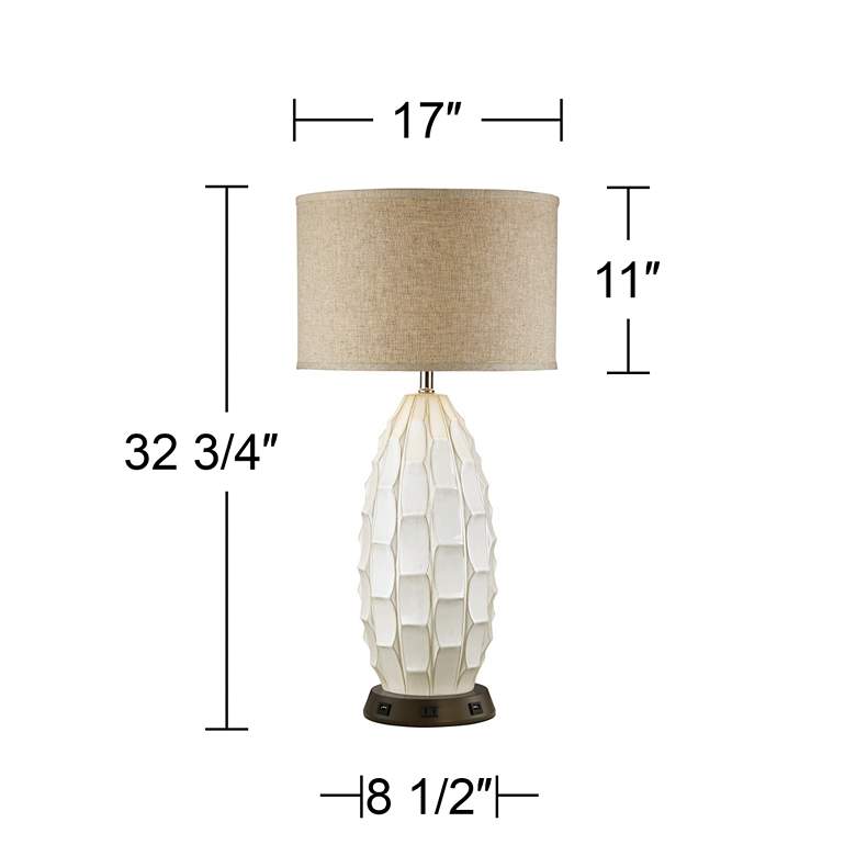 Cosgrove Oval White Ceramic Table Lamp with USB Workstation Base more views