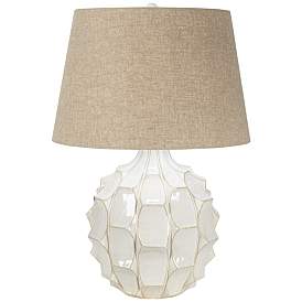Image2 of Cosgrove Round White Ceramic Modern Table Lamp With USB Dimmer