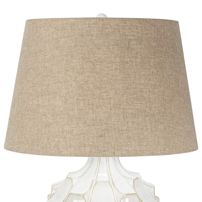 Image 4 Cosgrove Round White Ceramic Modern Table Lamp With USB Dimmer more views