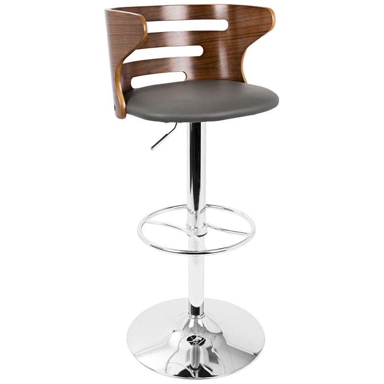 Image 1 Cosi Gray Faux Leather Walnut Adjustable Swivel Barstool