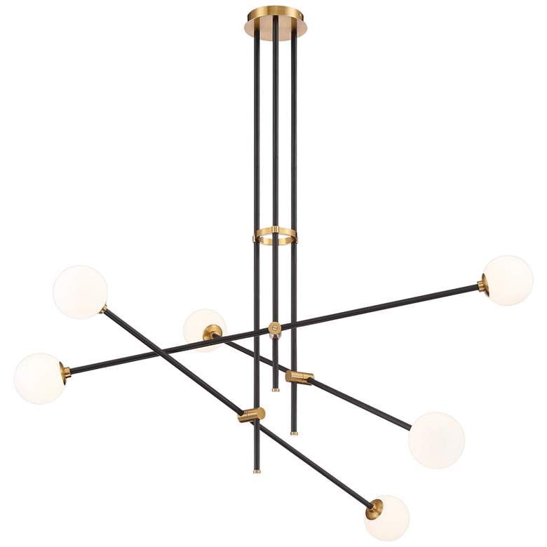 Image 1 Cosmet 41 inch Wide Coal and Aged Brass 6-Light Pendant Light