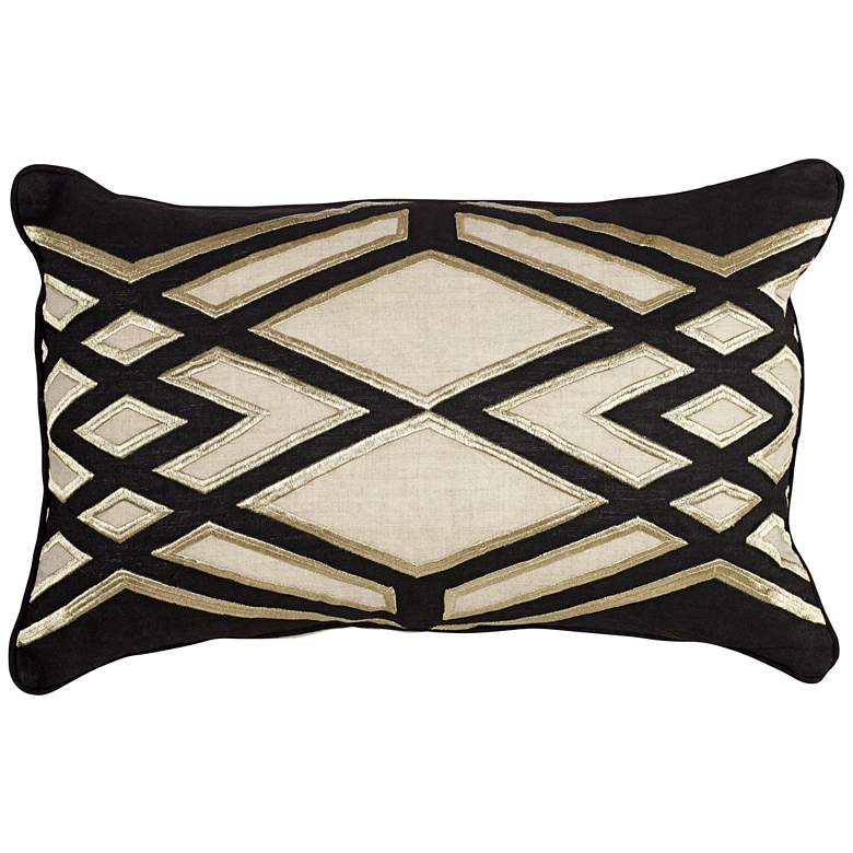 Image 1 Cosmic Black Geometric 24"x16" Throw Pillow