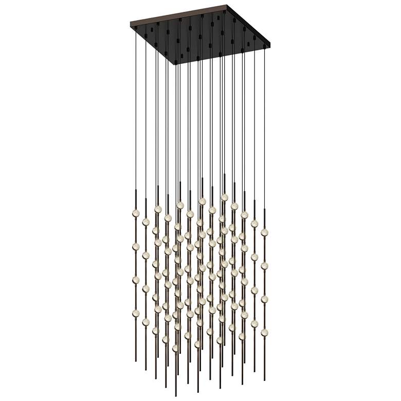 Image 1 Cosmic Cube 20.5"W 100.L Espresso Black LED Chandelier-Clear 3000/120"C