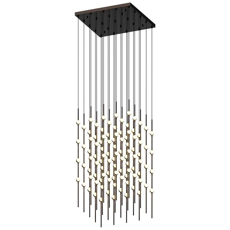 Image 1 Cosmic Cube 20.5"W 100.L Espresso Black LED Chandelier-White 2700/240"C