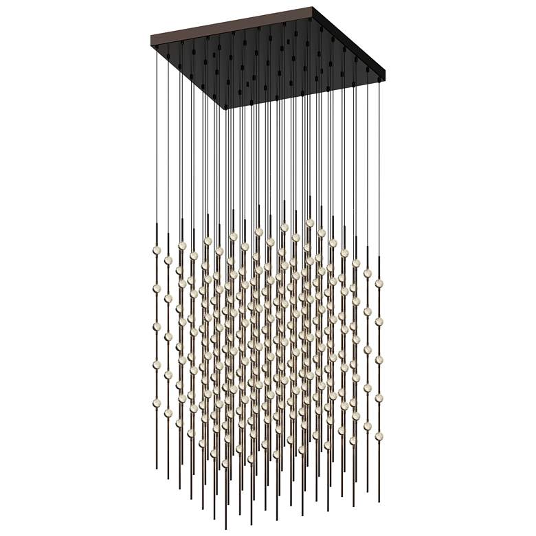 Image 1 Cosmic Cube 30"W 245.L Espresso Black LED Chandelier-Clear 2700/240" Cable