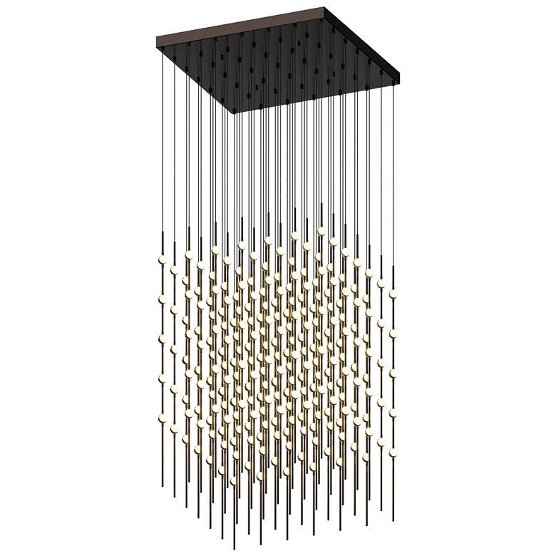 Image 1 Cosmic Cube 30"W 245.L Espresso Black LED Chandelier-White 3000/120" Cable