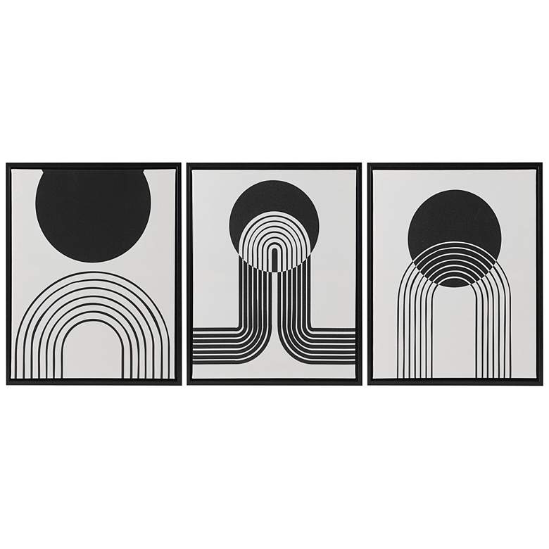 Image 2 Cosmic Curl 20 3/4"H 3-Piece Black Taupe Canvas Wall Art Set