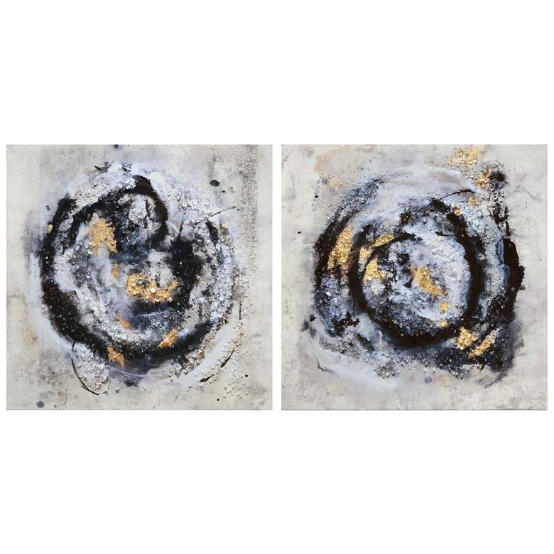 Image 1 Cosmic Swirl I&II Crystallus Coated Wrapped Glossy Abstract Canvas Wall Art
