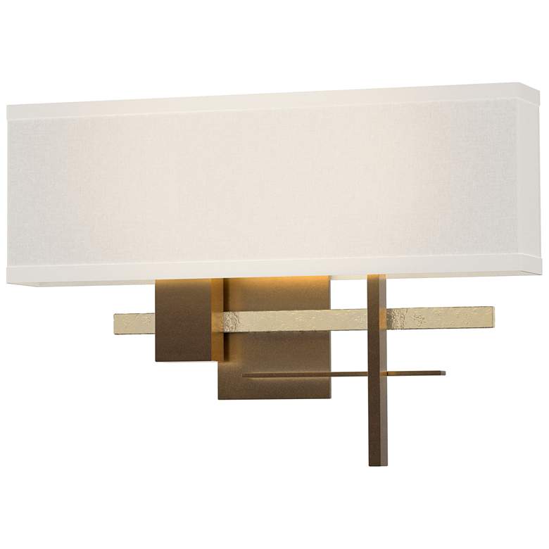 Image 1 Cosmo 11.3" High Modern Brass Accented Bronze Sconce With Flax Shade