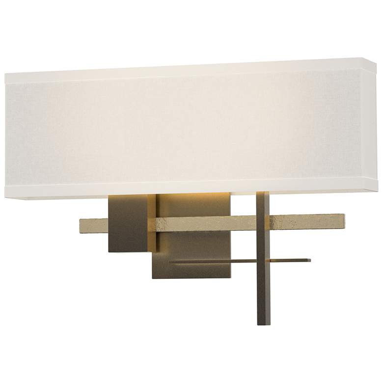 Image 1 Cosmo 11.3" High Soft Gold Accented Dark Smoke Sconce With Flax Shade