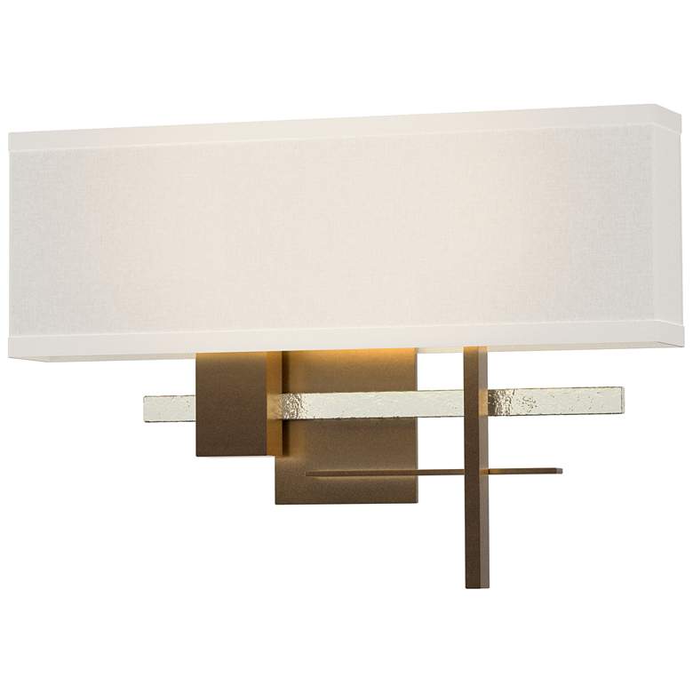 Image 1 Cosmo 11.3" High Sterling Accented Bronze Sconce With Flax Shade