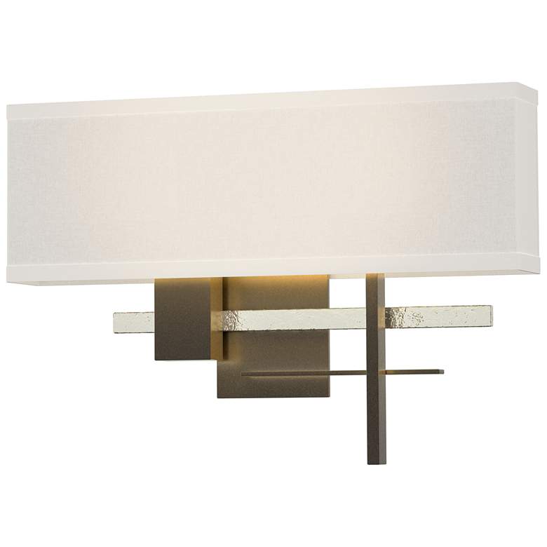 Image 1 Cosmo 11.3" High Sterling Accented Dark Smoke Sconce With Flax Shade