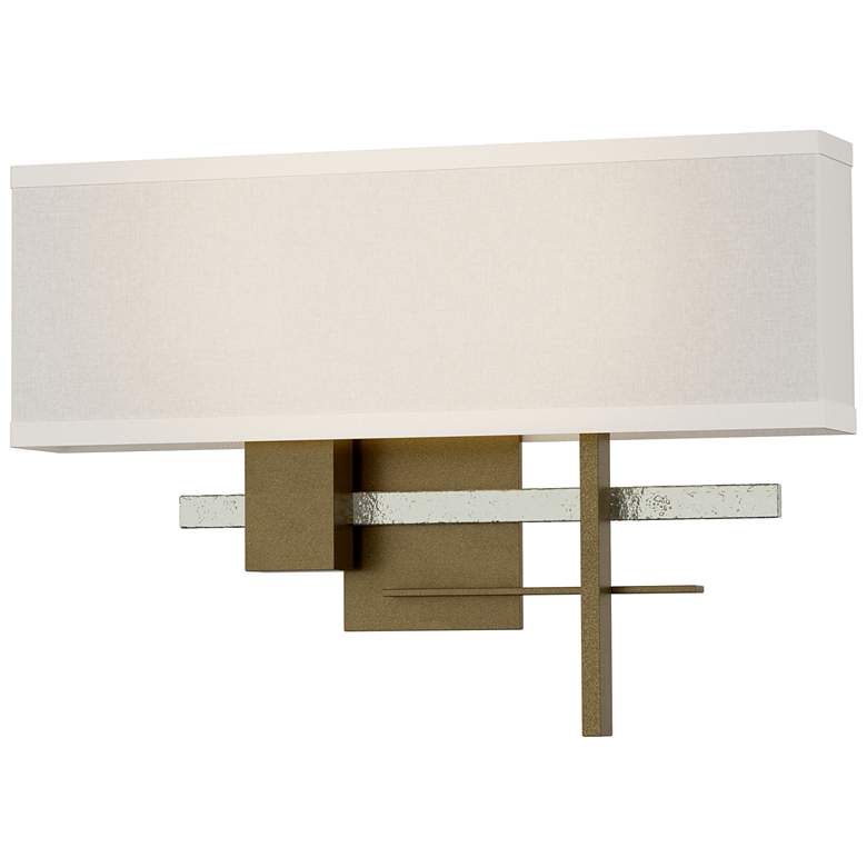 Image 1 Cosmo 11.3" High Sterling Accented Soft Gold Sconce With Flax Shade