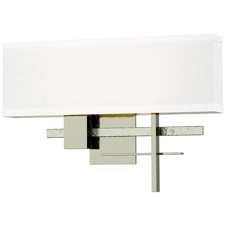 Image 1 Cosmo 11.3" High Sterling Accented Sterling Sconce With Flax Shade