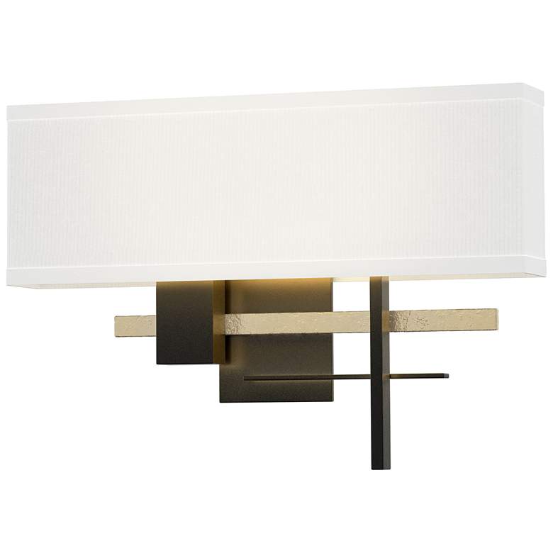 Image 1 Cosmo 11.3"H Modern Brass Accented Black Sconce w/ Natural Anna Shade