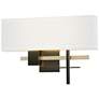 Cosmo 11.3"H Modern Brass Accented Black Sconce w/ Natural Anna Shade