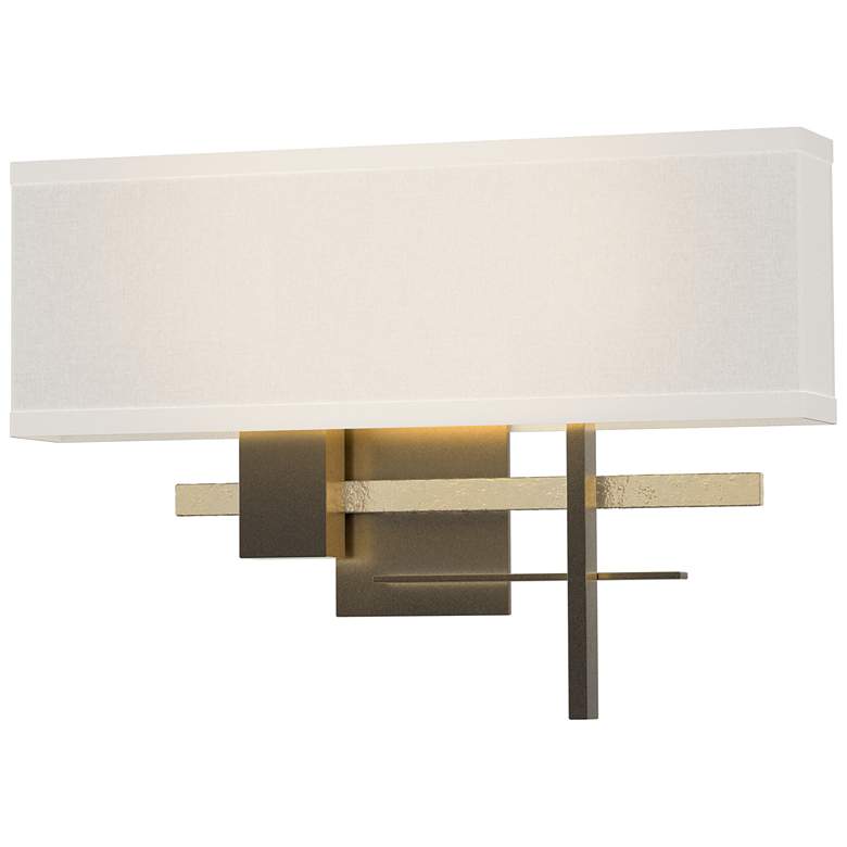 Image 1 Cosmo 11.3"H Modern Brass Accented Dark Smoke Sconce With Flax Shade