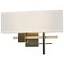 Cosmo 11.3"H Modern Brass Accented Dark Smoke Sconce With Flax Shade