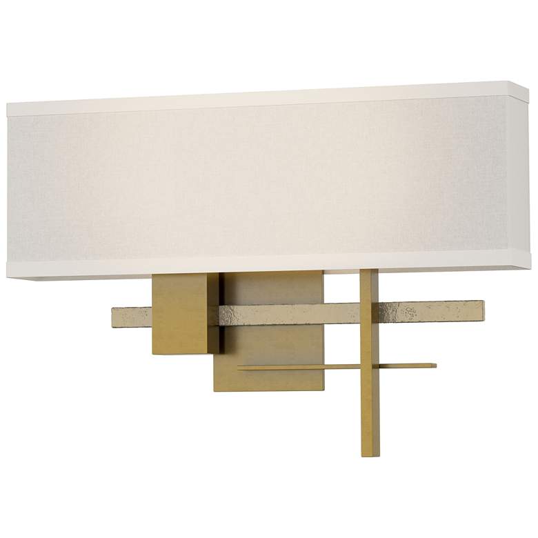 Image 1 Cosmo 11.3"H Modern Brass Accented Modern Brass Sconce w/ Flax Shade