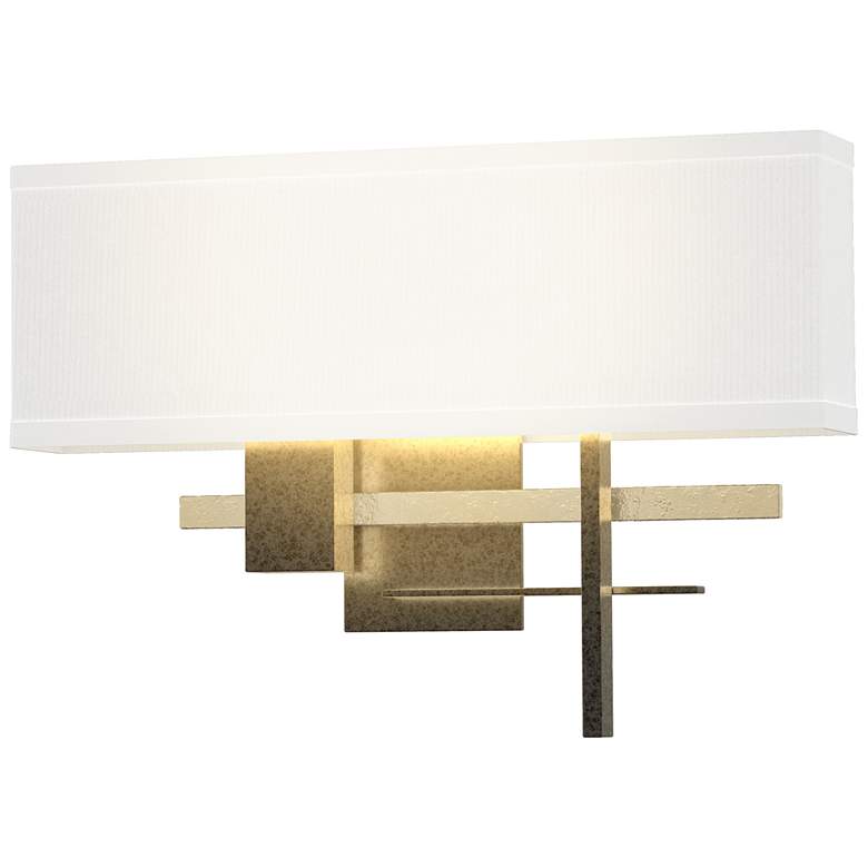 Image 1 Cosmo 11.3"H Modern Brass Accented Natural Iron Sconce w/ Anna Shade