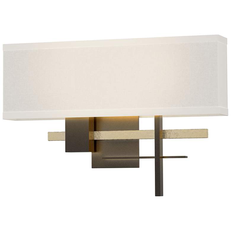 Image 1 Cosmo 11.3"H Modern Brass Accented Oil Rubbed Bronze Sconce w/ Flax Sh