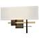 Cosmo 11.3"H Modern Brass Accented Oil Rubbed Bronze Sconce w/ Flax Sh