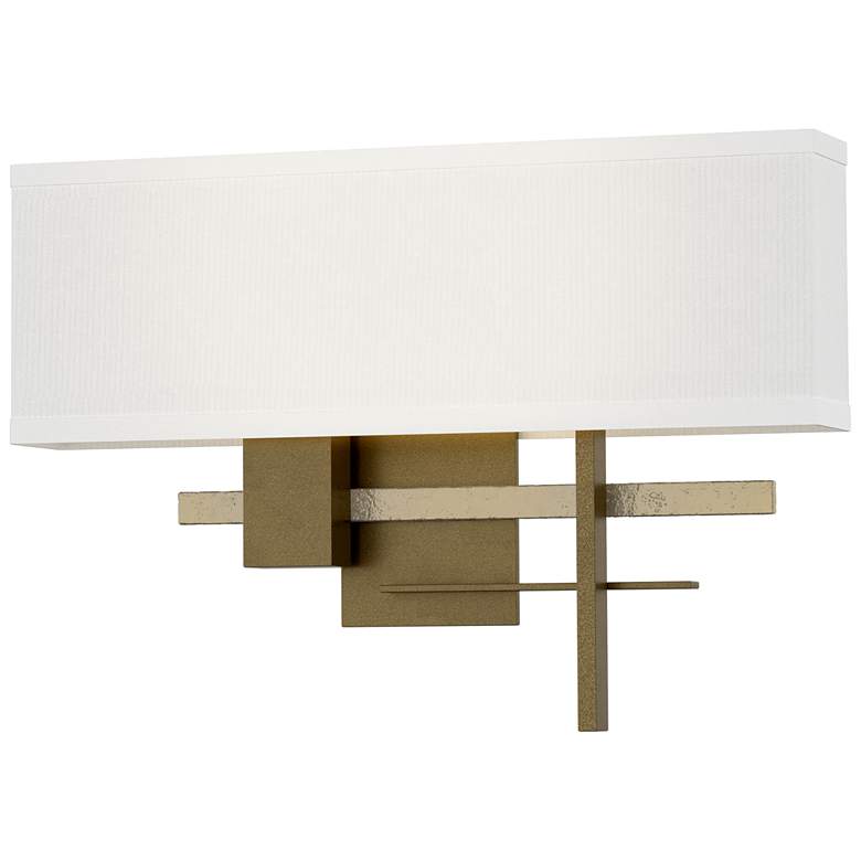 Image 1 Cosmo 11.3"H Modern Brass Accented Soft Gold Sconce w/ Anna Shade