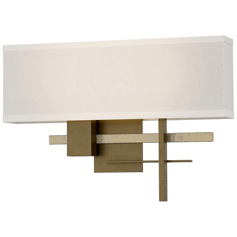 Image 1 Cosmo 11.3"H Modern Brass Accented Soft Gold Sconce With Flax Shade