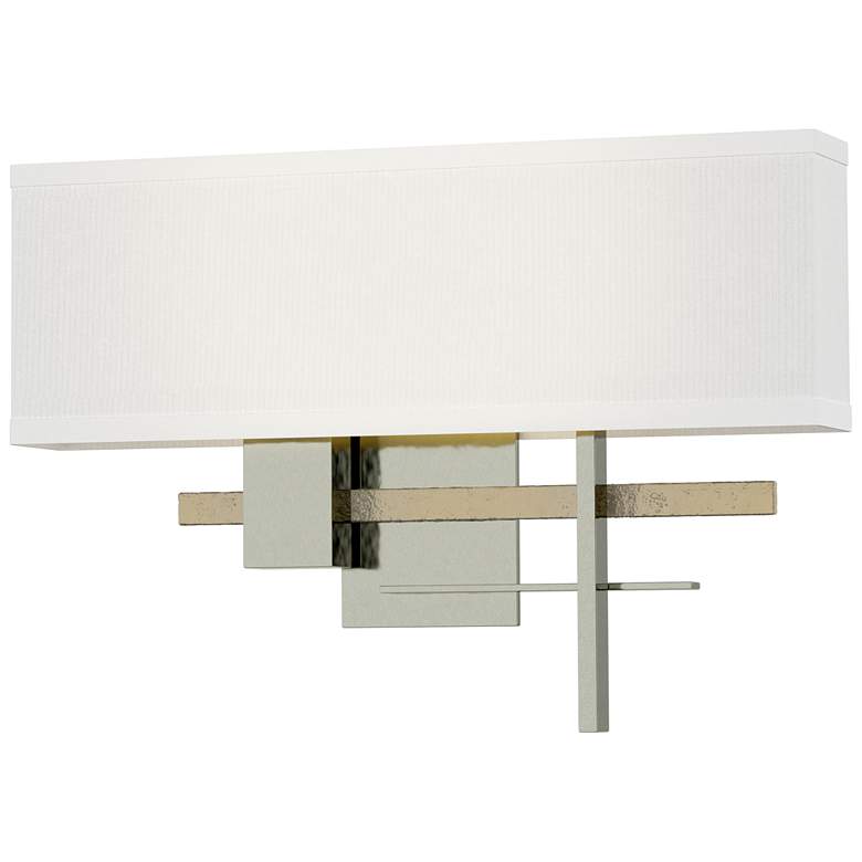Image 1 Cosmo 11.3"H Modern Brass Accented Sterling Sconce w/ Anna Shade
